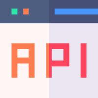 The word api on a white background with colorful icons vector