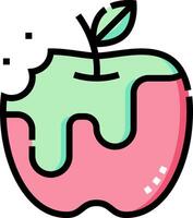 An apple with a green and pink coating vector