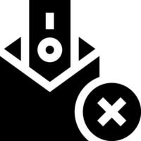 A black and white icon of a computer with a x vector
