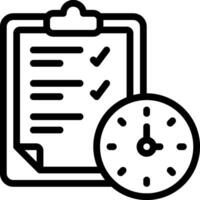 A black and white clip board with a clock and checklist vector