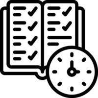 A clock and book with check marks on it vector