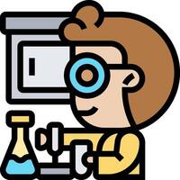 A cartoon man in glasses is working on a project vector