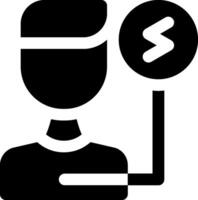 A black and white icon of a person holding a sign vector