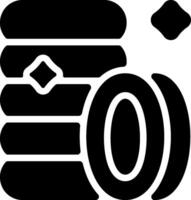 A black and white icon of a stack of coins vector