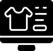 A black and white image of a shirt on a computer monitor vector