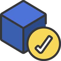 A blue box with a tick mark on it vector