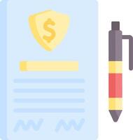 A pen and a document with a shield icon vector