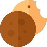 A brown and white cookie with a slice missing vector