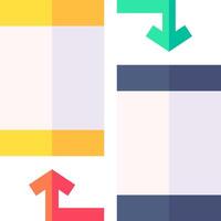 A colorful square with an arrow pointing to the left vector