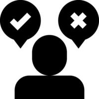 A person with two speech bubbles and a tick vector
