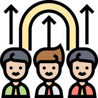 Three people with arrows pointing up and down vector