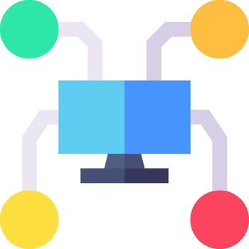 A computer with multiple colored lights on it vector