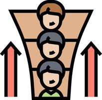 A cartoon illustration of a funnel with three people in it vector