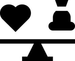 A balance scale with a heart and a coin vector