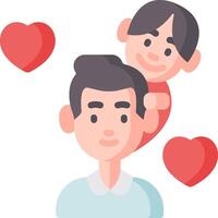 A man and a woman are holding each other in the air with hearts around them vector