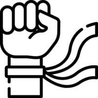 A black and white drawing of a fist with a rope vector