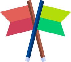 Two crossed flags with one red and one green vector