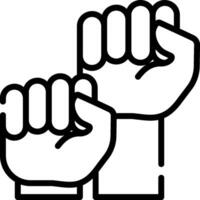 A black and white drawing of two hands holding up their fists vector