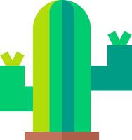 A green cactus with two arms and a leaf vector