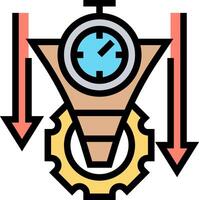 An icon of a clock and gears vector