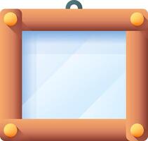 An empty wooden frame with a glass on it vector
