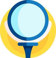 A magnifying glass is shown on a yellow circle vector