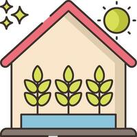 House with plants and sun icon vector