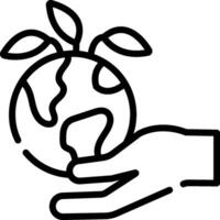 A hand holding a globe with leaves on it vector