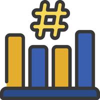 A bar chart with a hashtag symbol on it vector