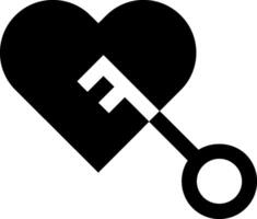 Key icon in heart shape vector