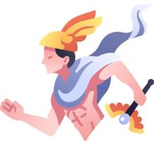 A man with a sword running with a spear vector