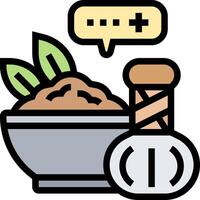 A bowl of food with a speech bubble next to it vector