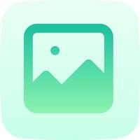 A green and blue icon with a photo vector