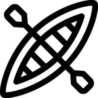 A black and white image of a canoe with two paddles vector