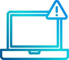 A laptop computer with a warning sign on it vector