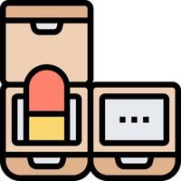 A box with a pill inside it and a small box vector