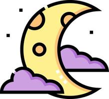 A crescent moon with clouds and stars vector