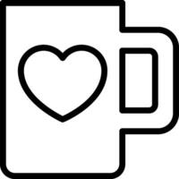 A black and white image of a coffee mug with a heart vector
