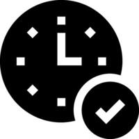 A black and white clock and a check mark vector