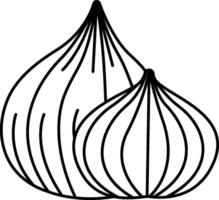 An outline drawing of two onions vector