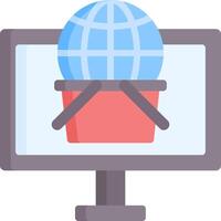 A computer monitor with a globe in a bucket vector