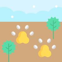 A cartoon illustration of a field with two trees and a tree vector