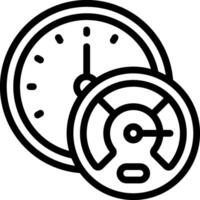 A black and white illustration of a clock and a speedometer vector