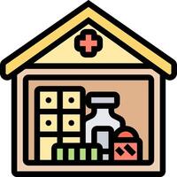A house with medicine and other items inside vector