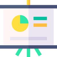 A presentation on a white board with a pie chart vector