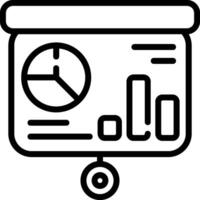 A black and white icon of a clock and bar graph vector
