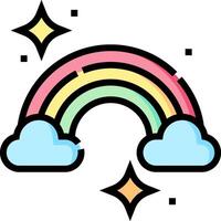 Rainbow icon with stars and clouds vector