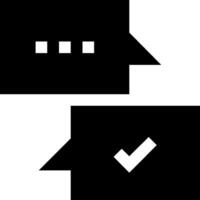 Two speech bubbles with a tick and a check vector