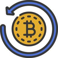 Bitcoin icon with a circle and arrow vector