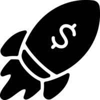 A black and white rocket with a dollar sign on it vector